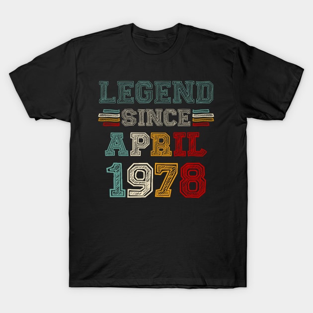 45 Years Old Legend Since April 1978 45th Birthday T-Shirt by louismcfarland